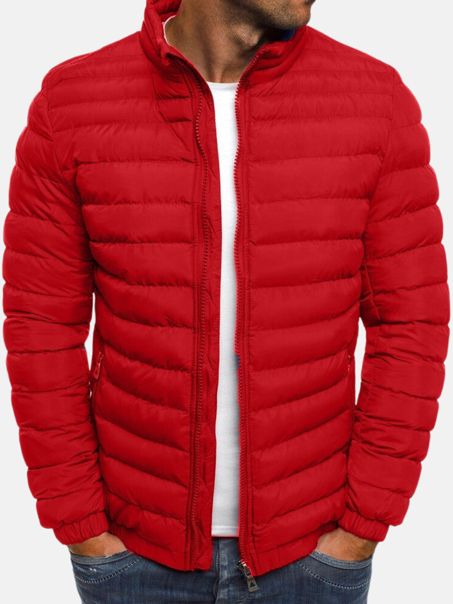 Men's Puffer Bomber Jacket Zip Closure Waterproof