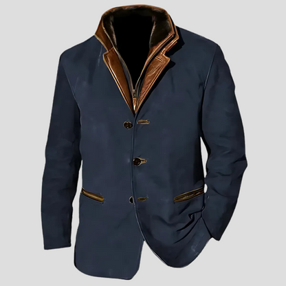 Men's Contrast Collar Retro Jacket - Fashinoza