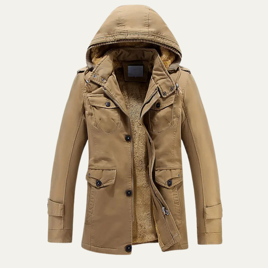 Men's Fleece Lined Hooded Winter Parka Jacket - Fashinoza