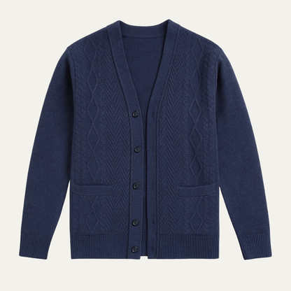 Men's V Neck Knitted Cardigan Casual Button Up - Fashinoza