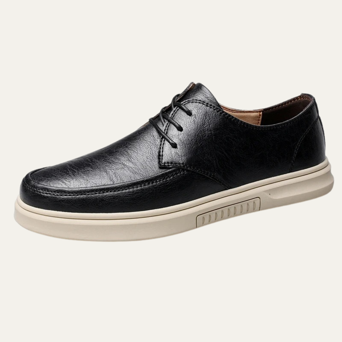 Men's Leather Look Sneakers Comfortable Lace Up - Fashinoza