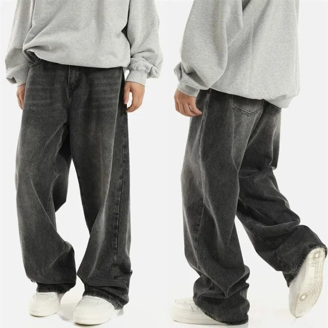 Men's Straight Fit Wide Leg Jeans