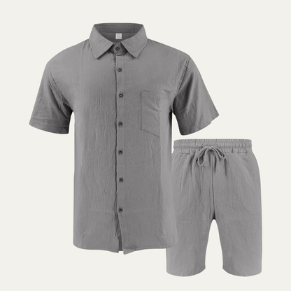 Men's Retro Beach Shirt And Shorts Set - Fashinoza