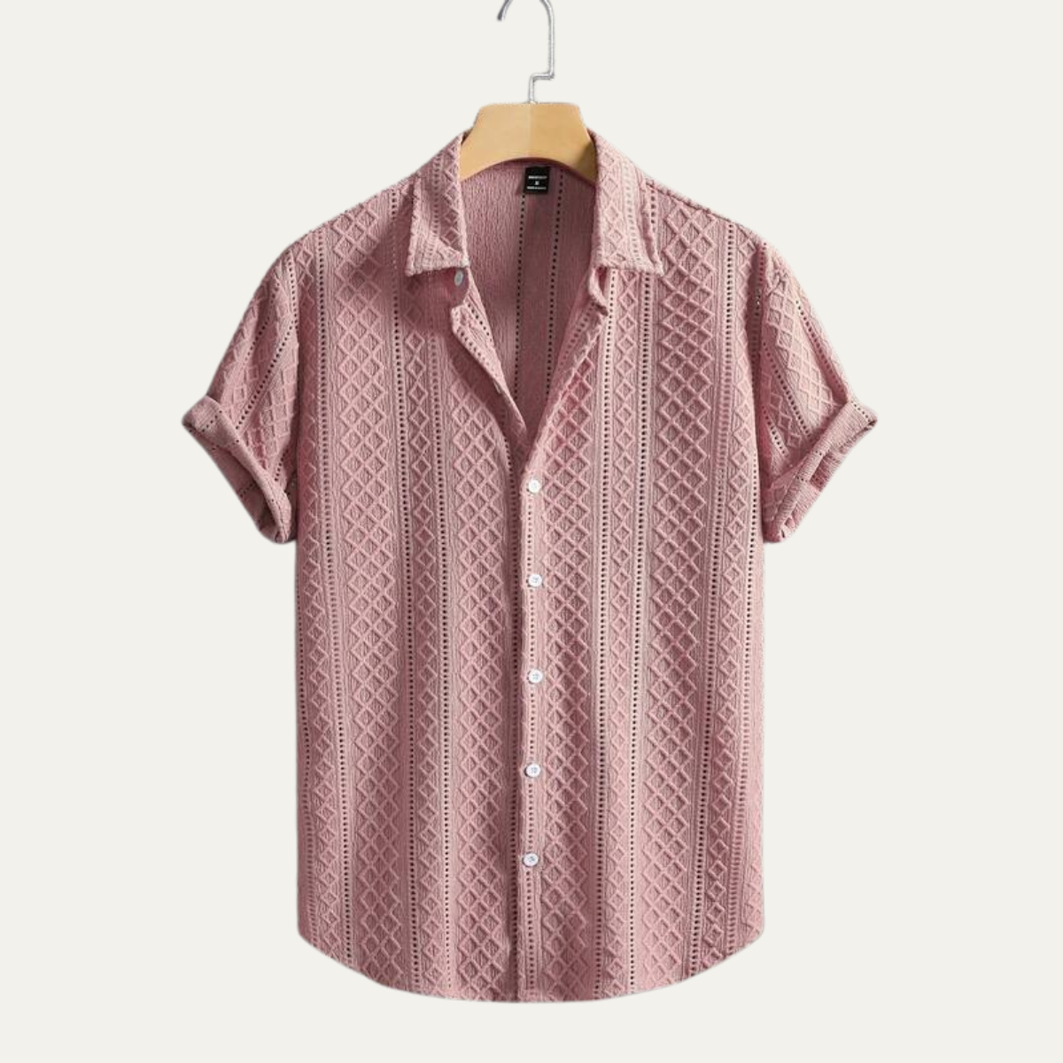 Men's Textured Button Up Shirt Casual Cotton - Fashinoza