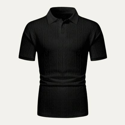 Men's Textured Polo Shirt Casual Button Up - Fashinoza