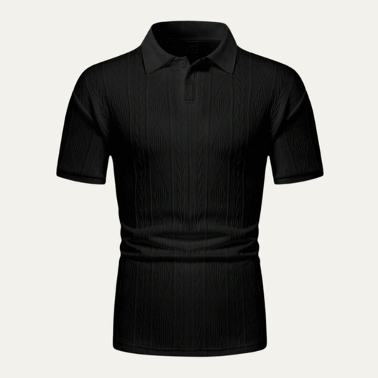 Men's Textured Polo Shirt Casual Button Up - Fashinoza