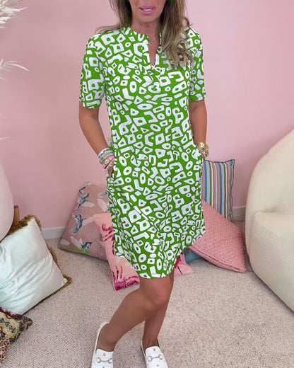 Women's V-Neck Beach Dress with Pockets - Fashinoza