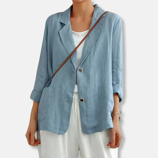 Linen Blend Mens Blazer Lightweight Beige - 
Fashinoza