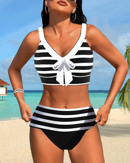 Women's High Waist Striped Bikini Set