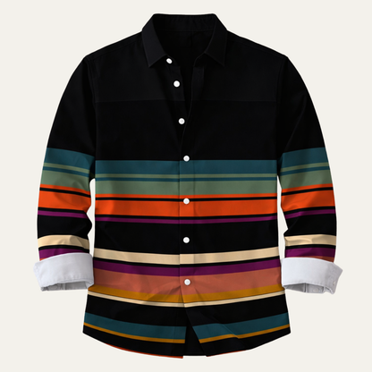 Men's Striped Dress Shirt Color Block Modern Style - Fashinoza