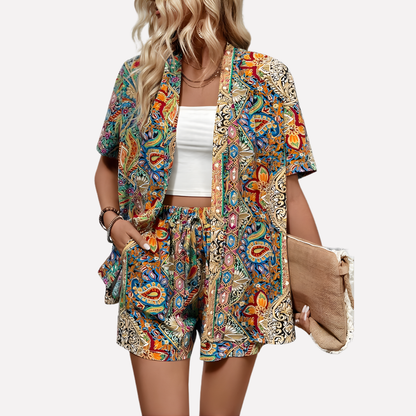 Women's Kimono Set Cotton Short Sleeve - Fashinoza