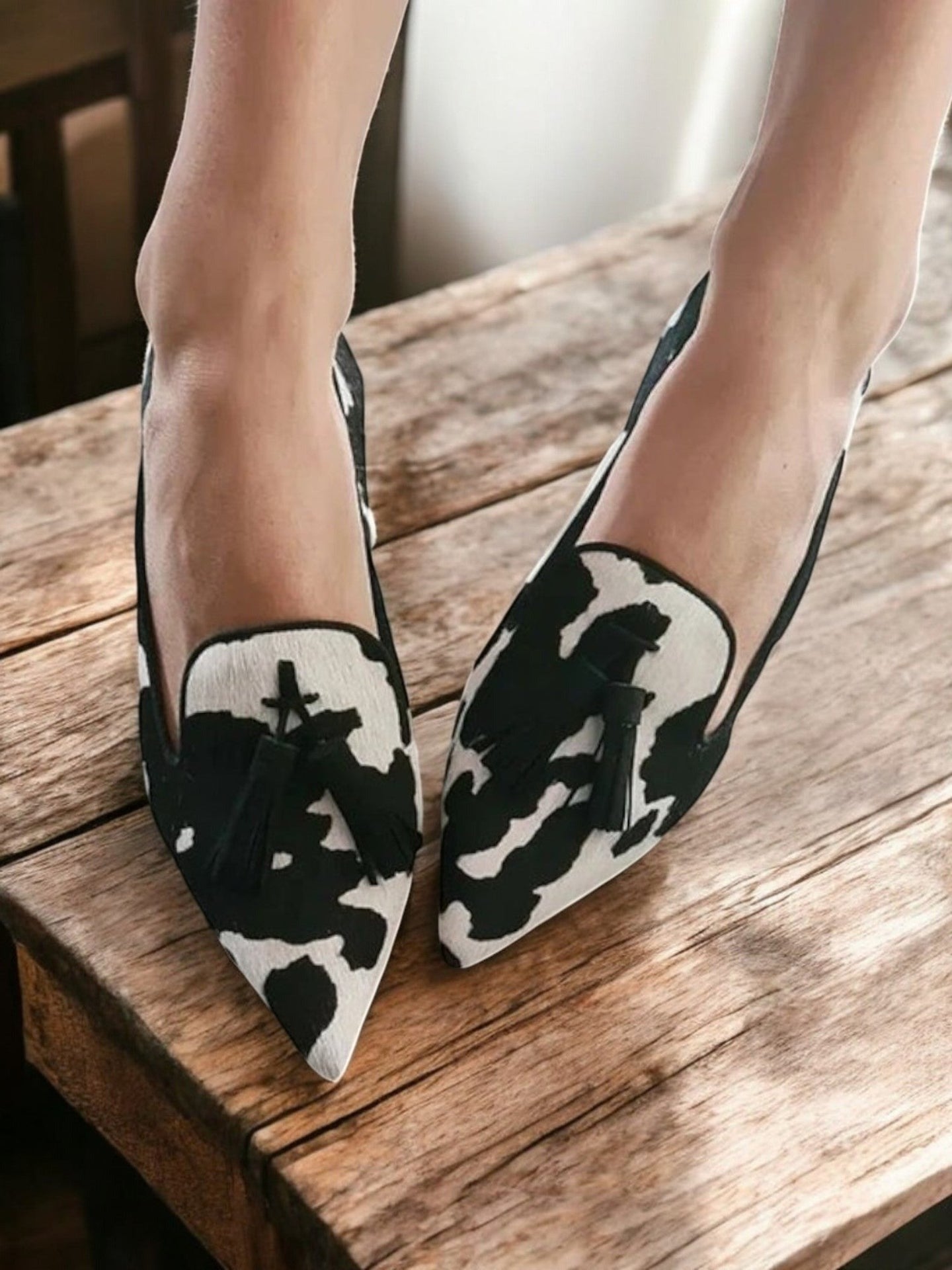 Women's Pointed Loafers Animal Print