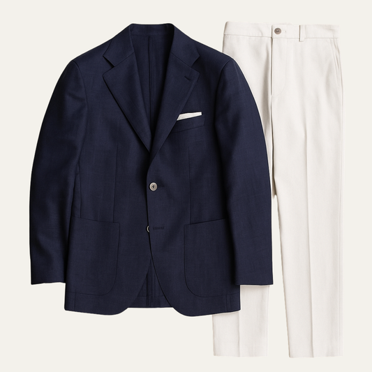Men's 2 Piece Navy Blue Suit Slim Fit Single Breasted - Fashinoza