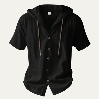 Men's Cotton Linen Hooded Casual Drawstring - Fashinoza