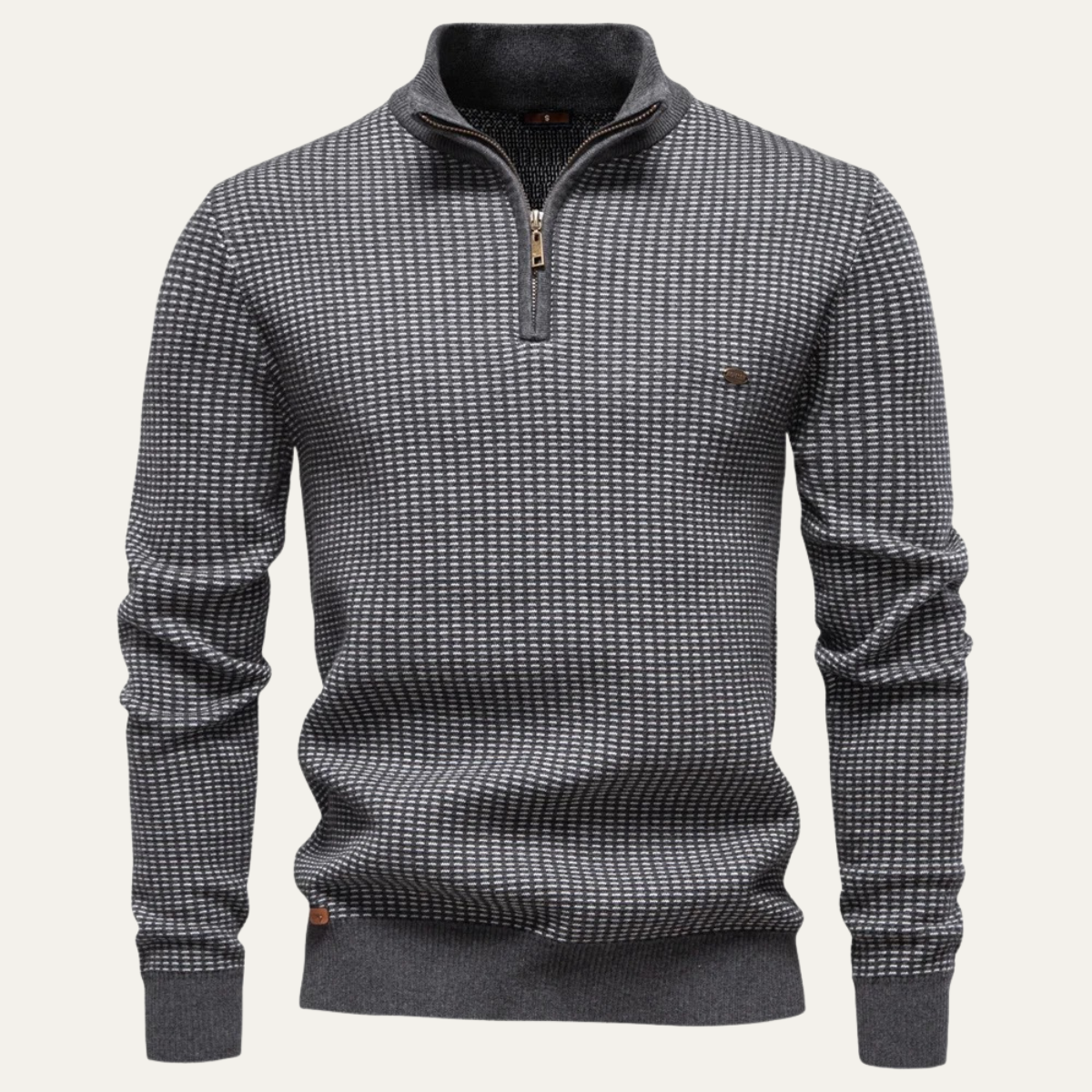 Men's Knitted Quarter Zip Sweater - Fashinoza