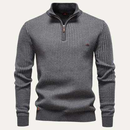 Men's Knitted Quarter Zip Sweater - Fashinoza