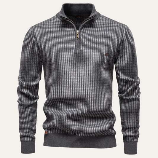 Men's Knitted Quarter Zip Sweater - Fashinoza