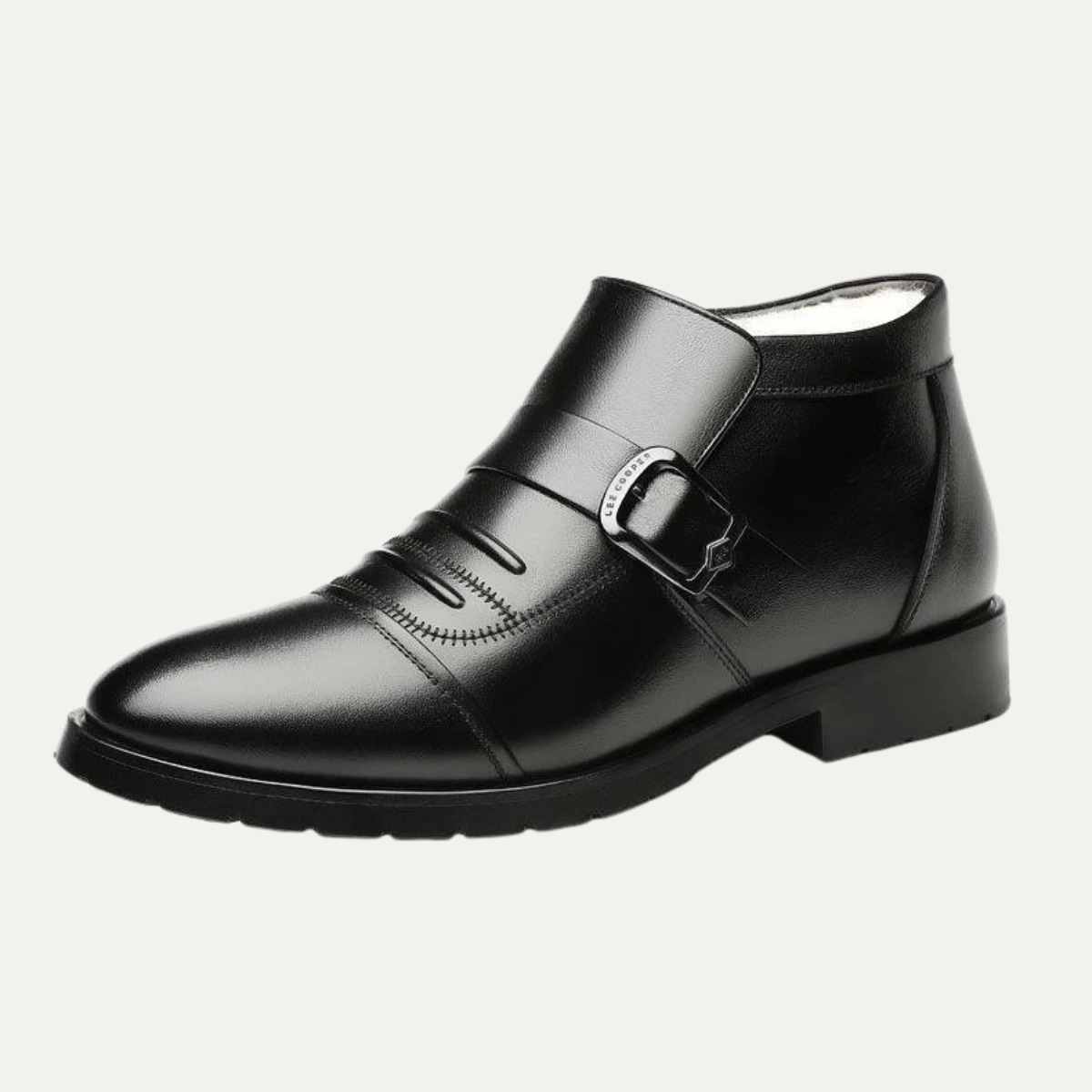 Men's Leather Snow Boots Insulated Fleece Lined Waterproof - Fashinoza