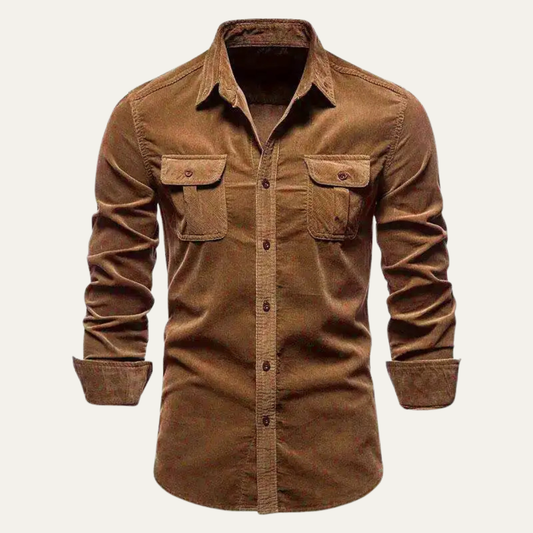 Men's Corduroy Shirt Casual Button Up - Fashinoza