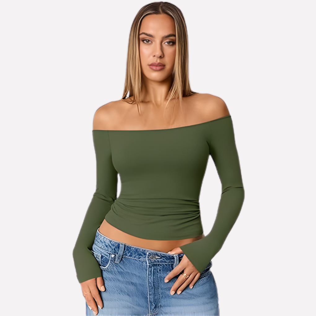 Women's Off The Shoulder Long Sleeve Blouse - Fashinoza