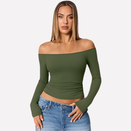 Women's Off The Shoulder Long Sleeve Blouse - Fashinoza
