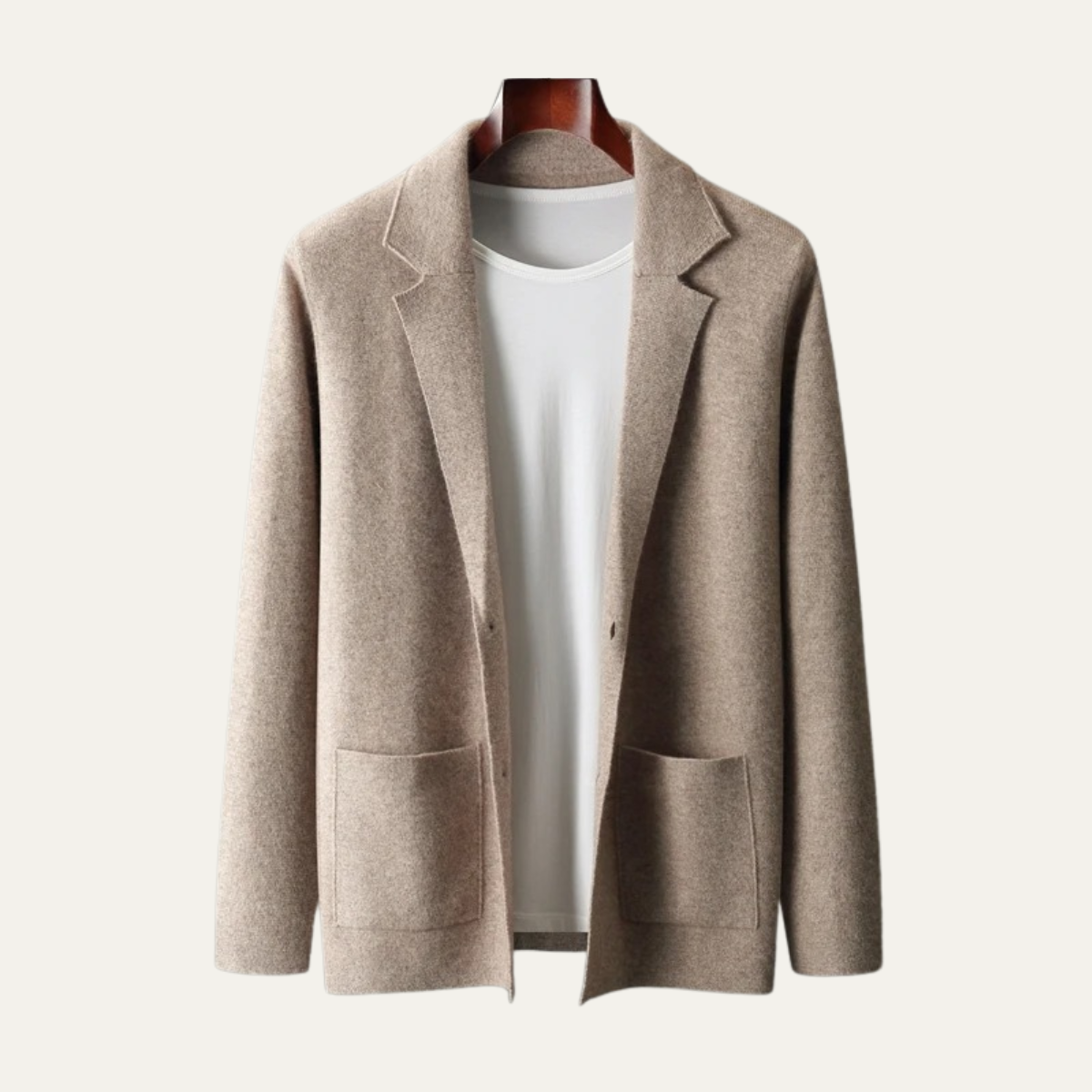 Men's Wool Cardigan Blazer Open Front Charcoal Grey - Fashinoza