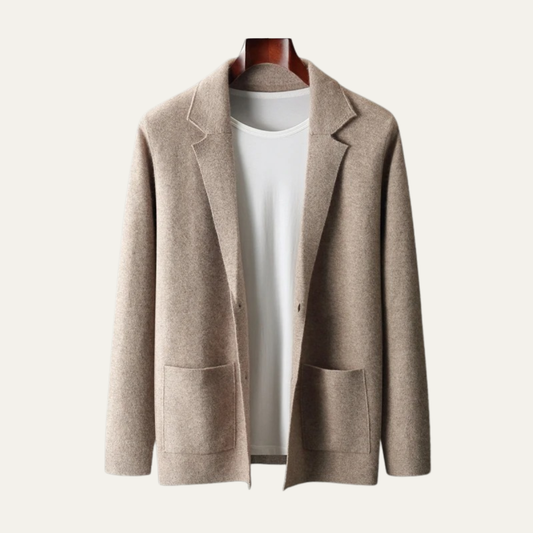 Men's Wool Cardigan Blazer Open Front Charcoal Grey - Fashinoza