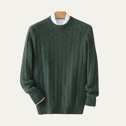 Men's Cable Knit Crewneck Sweater - Fashinoza