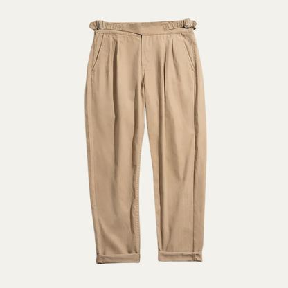 Men's High Waisted Cargo Pants Vintage Style Cotton Tan - Fashinoza
