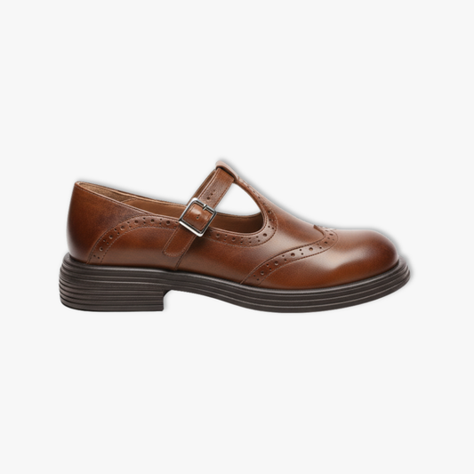 Women's Retro Brogue Leather Mary Jane Oxfords