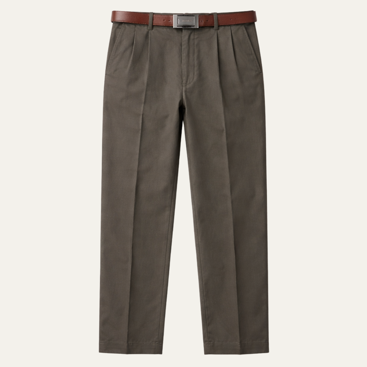 Men's Classic Straight Leg Pants Double Pleated Cotton - Fashinoza