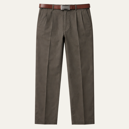 Men's Classic Straight Leg Pants Double Pleated Cotton - Fashinoza