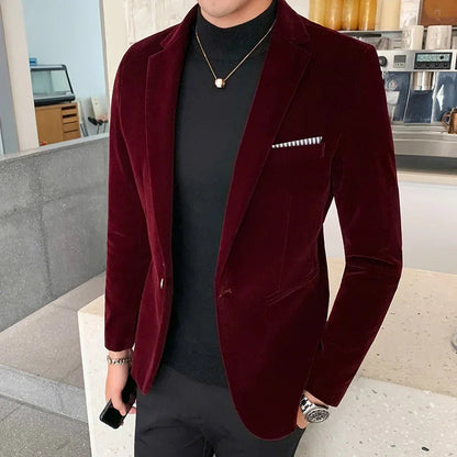Men's Velvet Blazer - Fashinoza