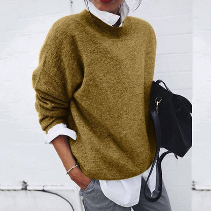 Women's Soft Knit Sweater Round Neck Relaxed Fit