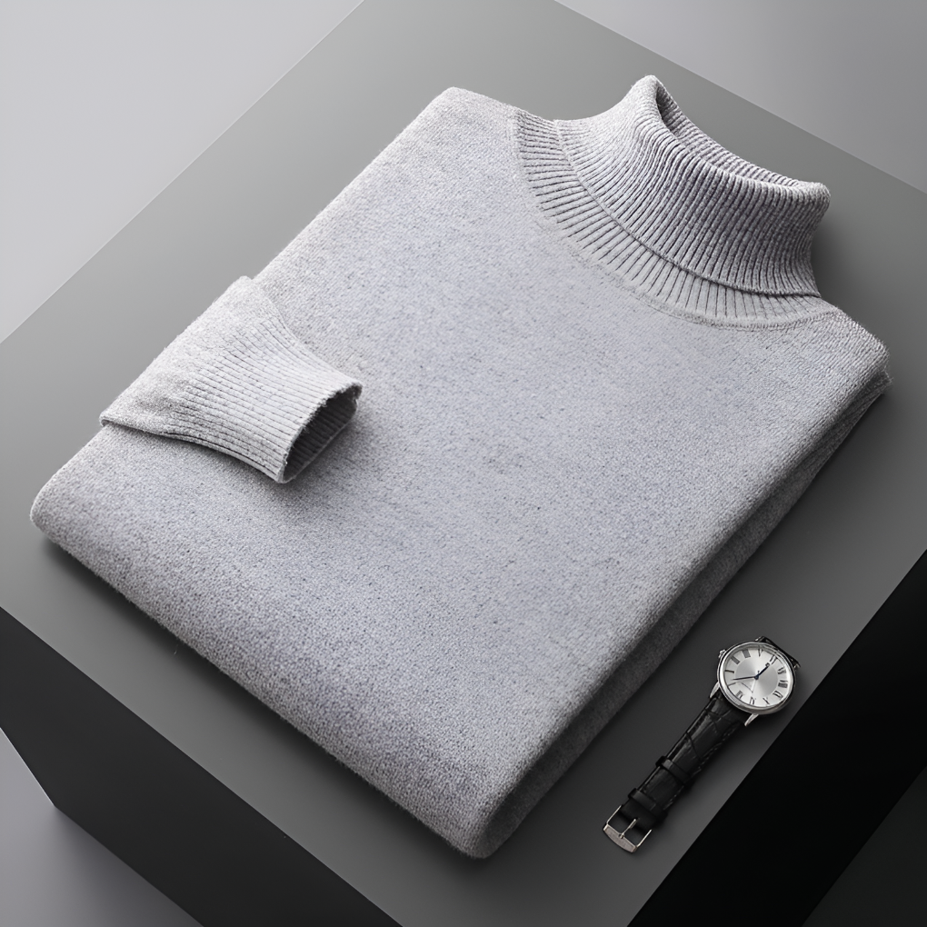 Men's Fine Wool Turtleneck Sweater - Fashinoza