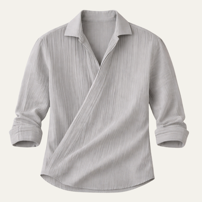 Men's Slim Fit Dress Shirt Gray Cotton - Fashinoza