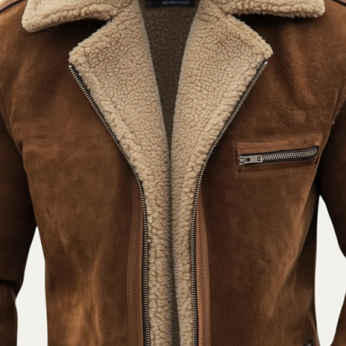 Men's Faux Suede Shearling Jacket