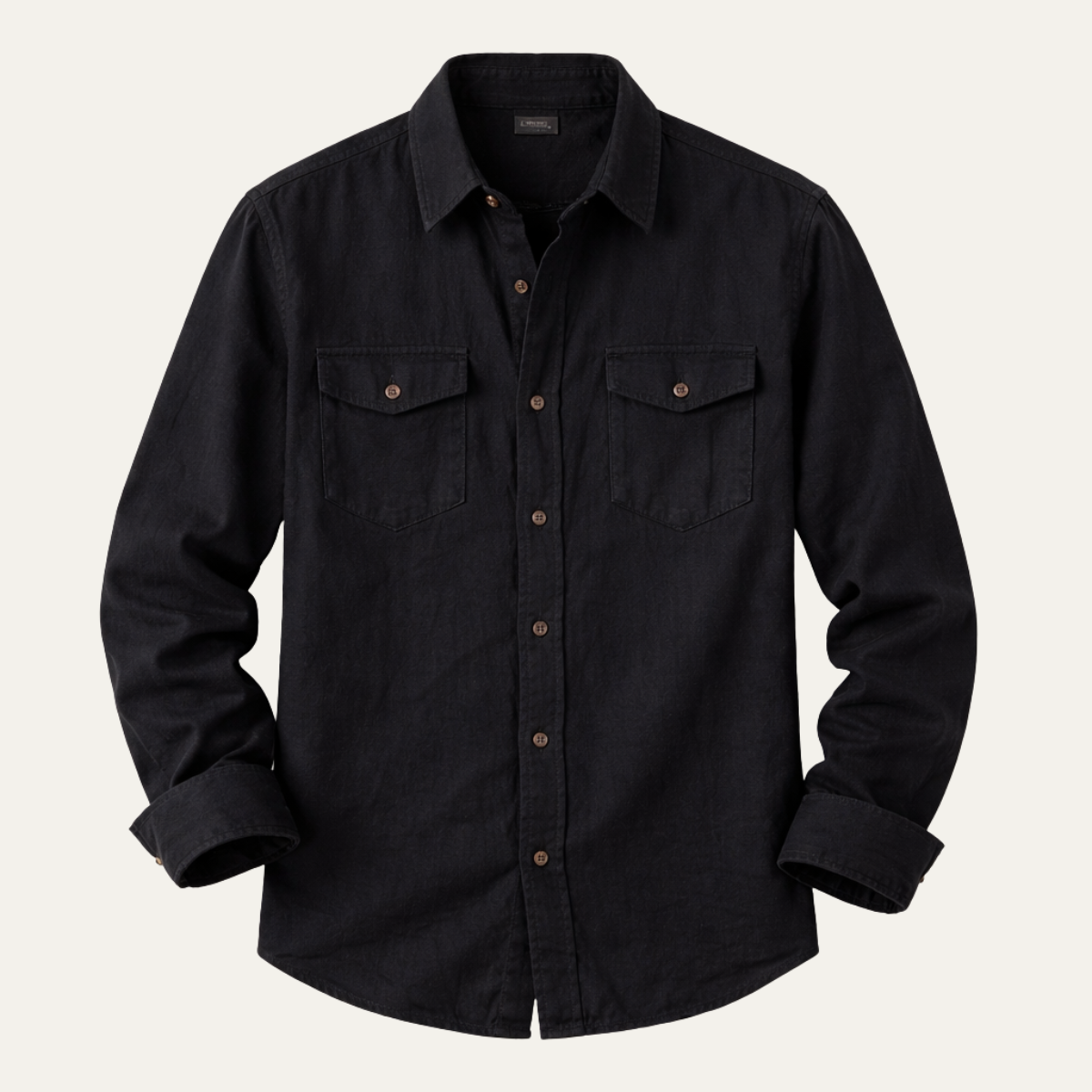 Men's Soft Casual Shirt Single Breasted Cotton Beige - Fashinoza