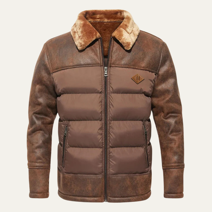 Men's Quilted Faux Leather Jacket Black - Fashinoza