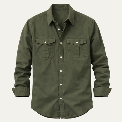 Men's Retro Button Up Shirt Solid - Fashinoza