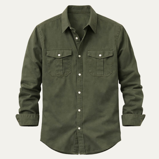 Men's Retro Button Up Shirt Solid - Fashinoza