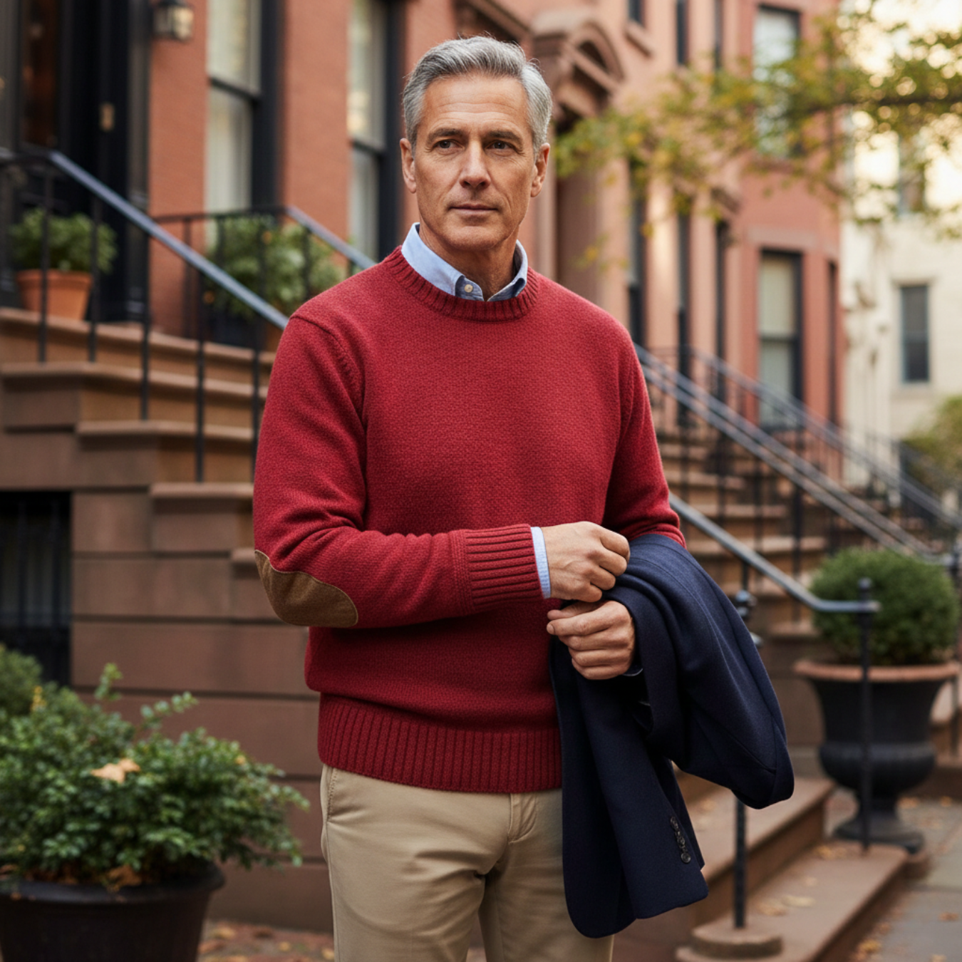 Briarwood Men's Knit Sweater Elbow Patches Oversized