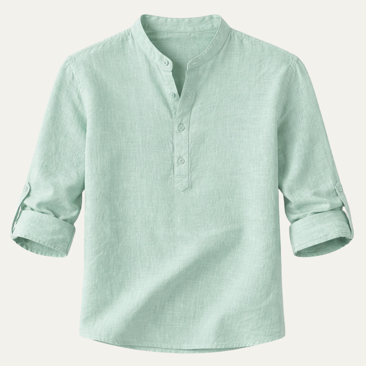 Men's Linen Casual Shirt Lightweight Beige - Fashinoza