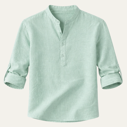 Men's Linen Casual Shirt Lightweight Beige - Fashinoza