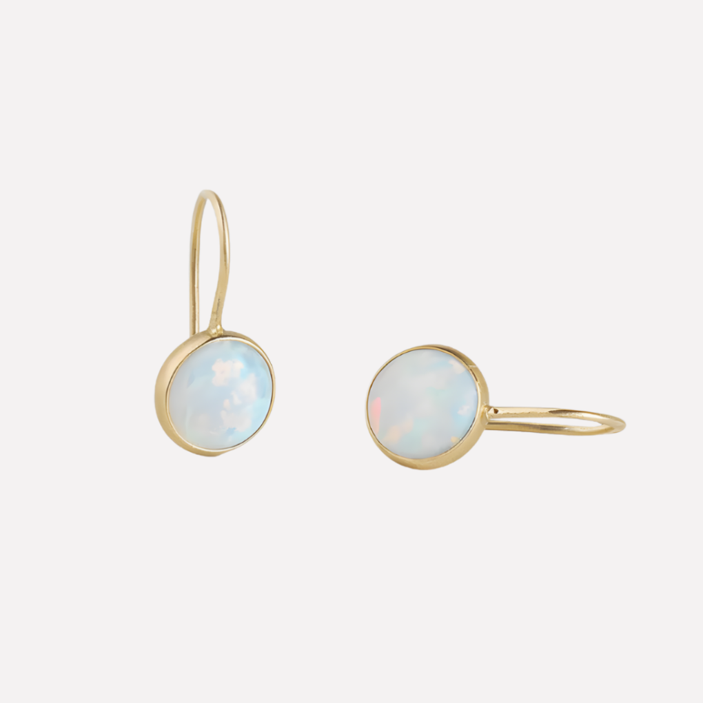 Women's White Opal Drop Earrings Gold Tone - Fashinoza