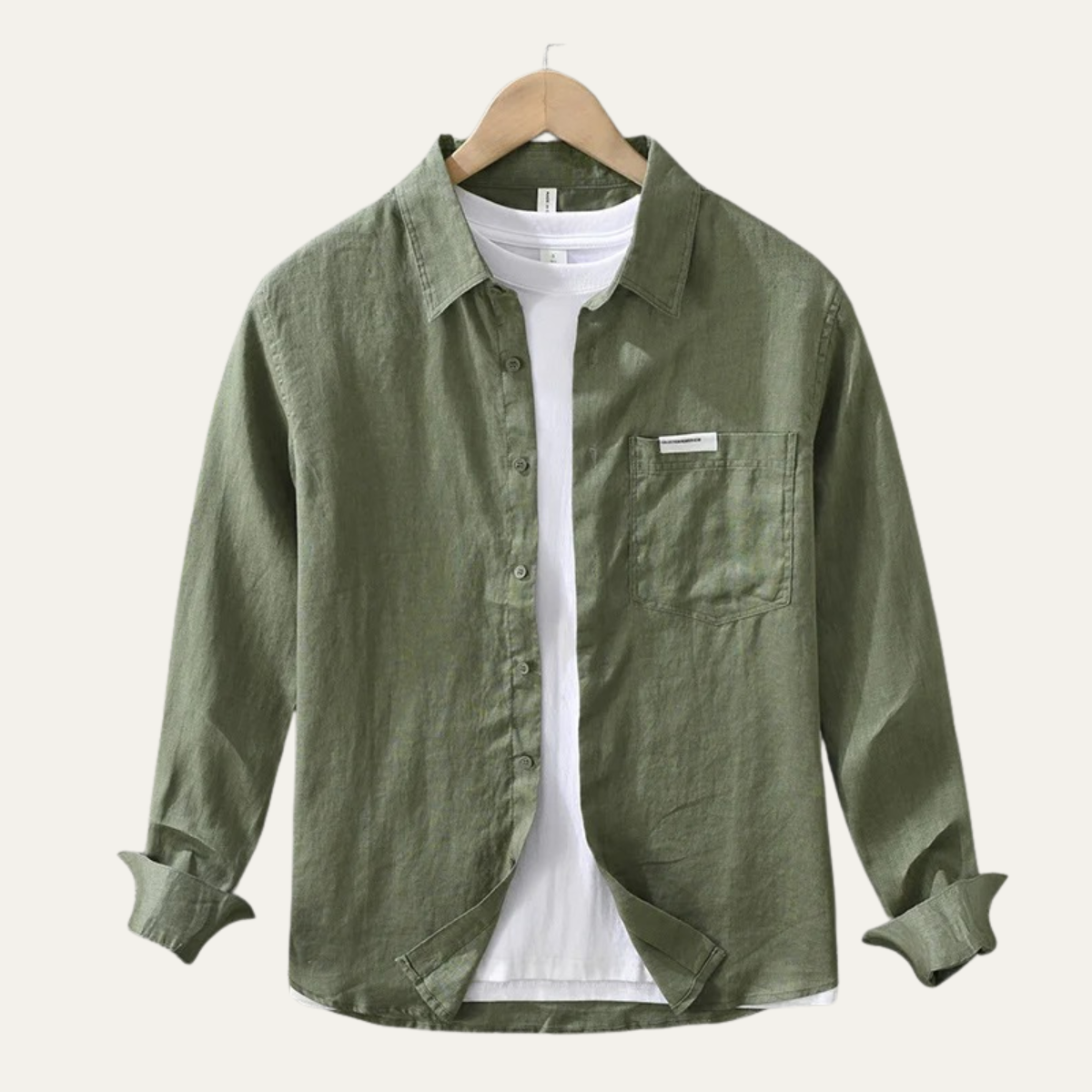 Men's Linen Casual Shirt Green - Fashinoza