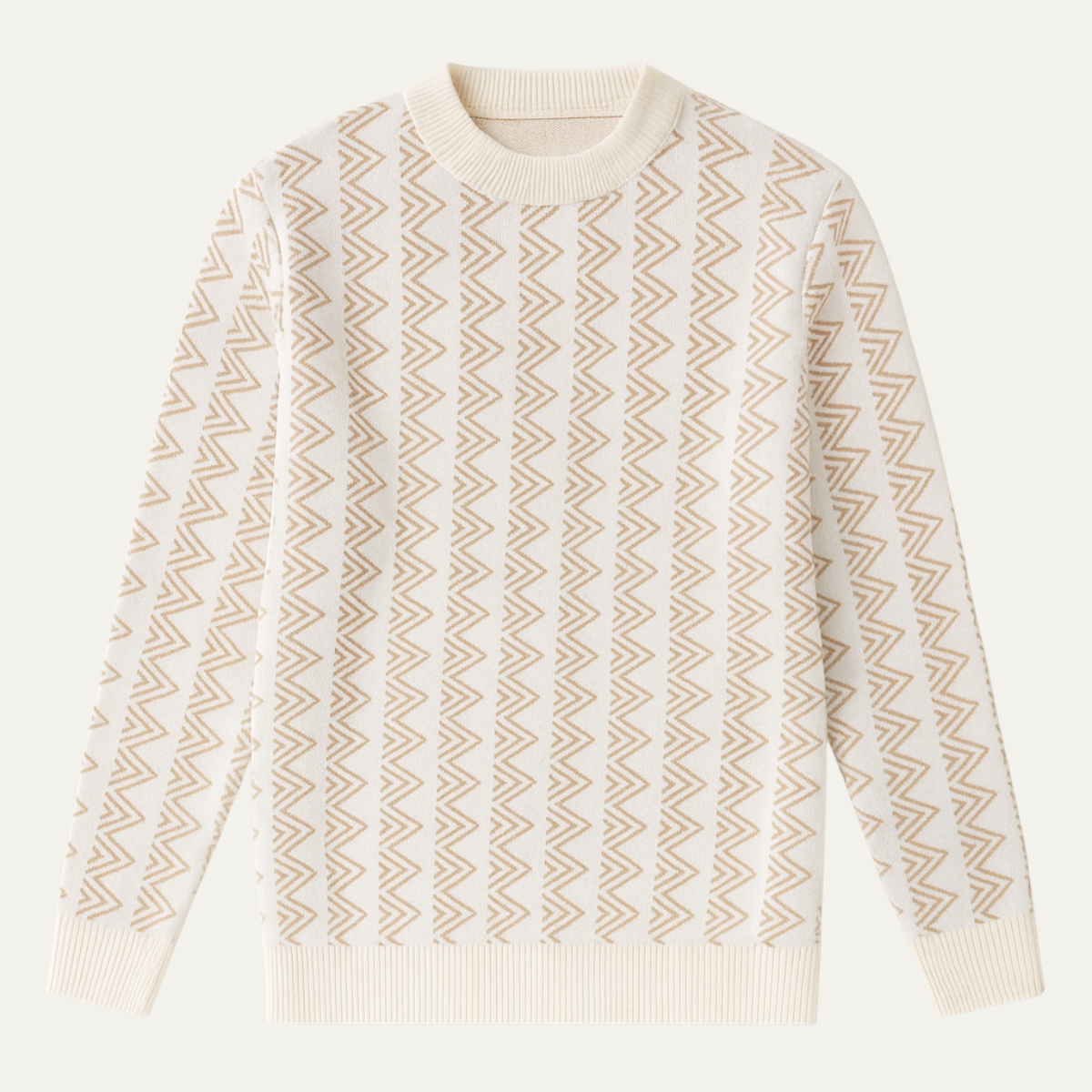 Men's Crew Neck Knit Sweater Geometric Pattern Warm - Fashinoza