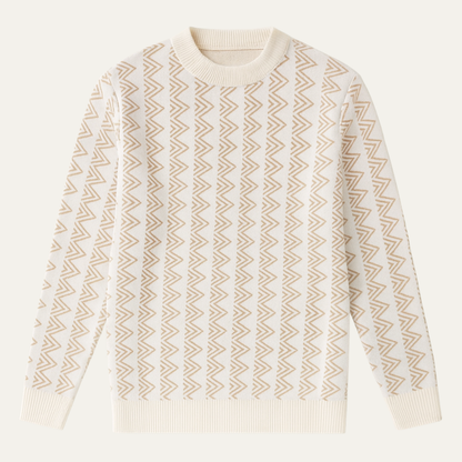 Men's Crew Neck Knit Sweater Geometric Pattern Warm - Fashinoza