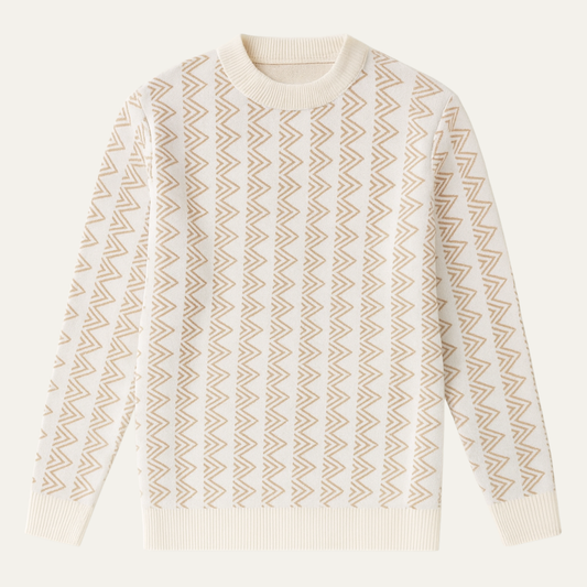 Men's Crew Neck Knit Sweater Geometric Pattern Warm - Fashinoza