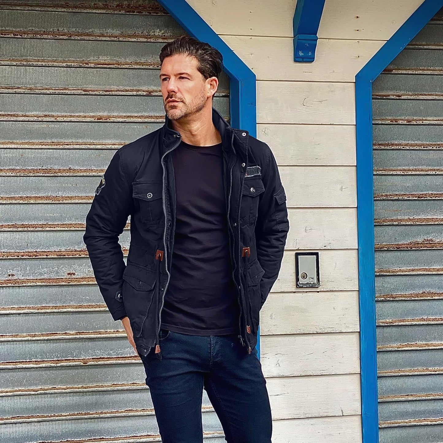 Men's Military Parka Jacket Fleece Lined Waterproof Black